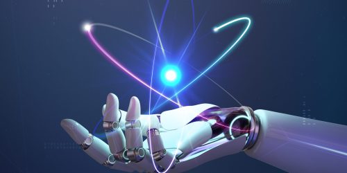 AI nuclear energy background, future innovation of disruptive technology